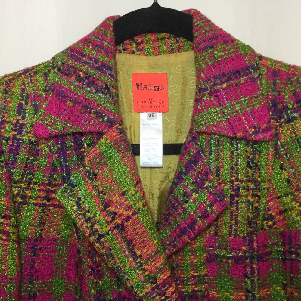 VTG 90’s CHRISTIAN LACROIX Tweed BOUCLE Blazer - Picture 5 of 9